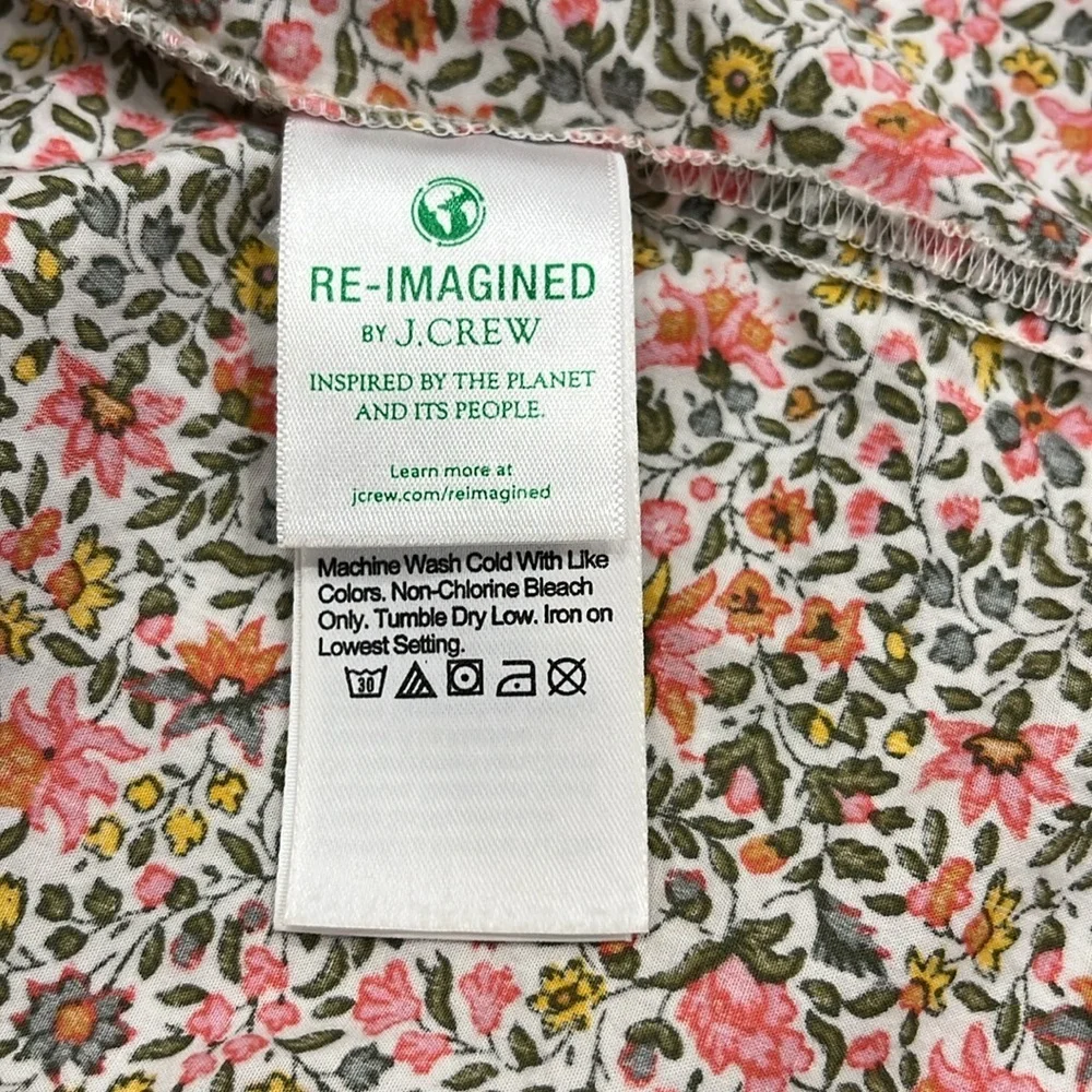 J Crew | Pintuck Cotton Poplin Top | Scattered Blooms (Pink & Green Floral) | XS